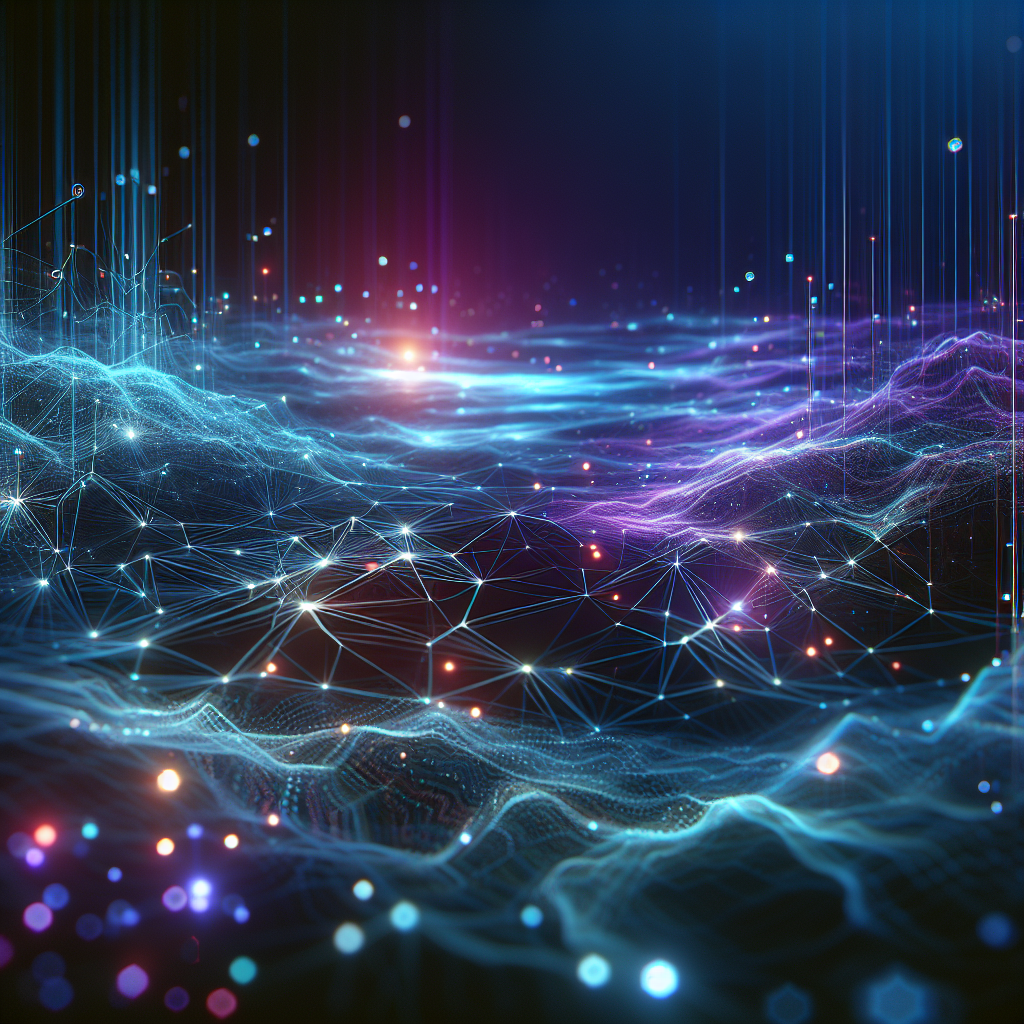 Abstract network of glowing lines and points, data flow