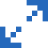 Blue abstract pixelated pattern icon, representing digital or data.