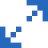 Blue abstract pixelated pattern icon, representing digital or data.